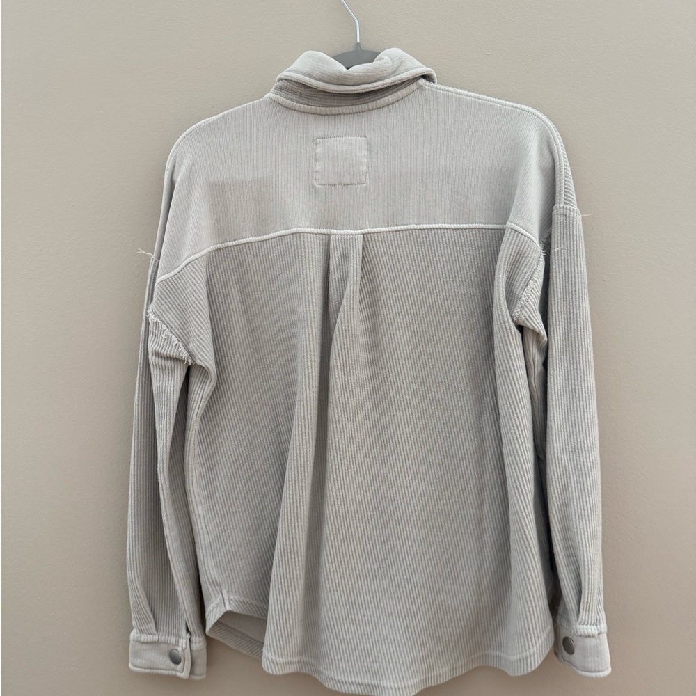 Cream Ribbed Button-Up Jacket - Picture 2 of 2